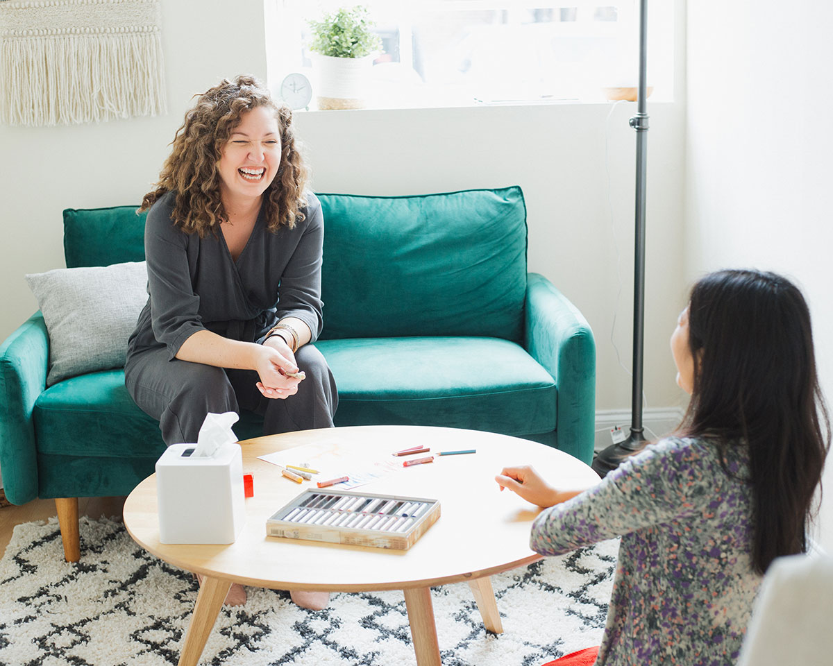 patient and therapist in office practicing art therapy and internal family systems