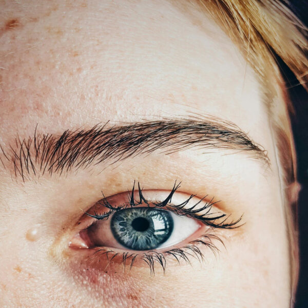 closeup of blue eye of highly sensitive person